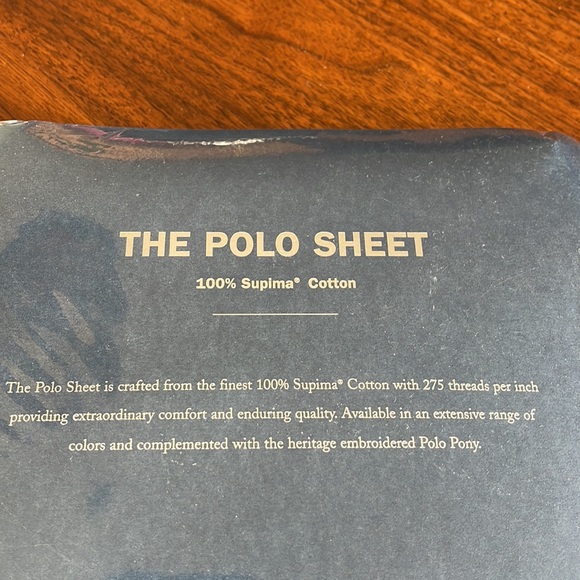 NEVER OPENED POLO RALPH LAUREN FULL SIZE FLAT SHEET BLUE SUPIMA COTTON - Picture 6 of 7